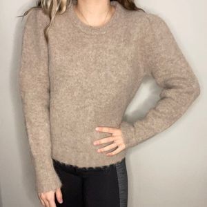 J Crew Alpaca Wool Creme Colored Strong Shoulder Sweater